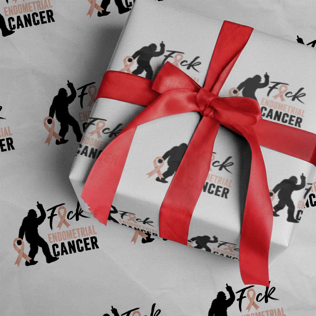 Funny Bigfoot Fuck Endometrial Cancer Awareness Gift Wrapping Paper Roll TS12 White Print Your Wear