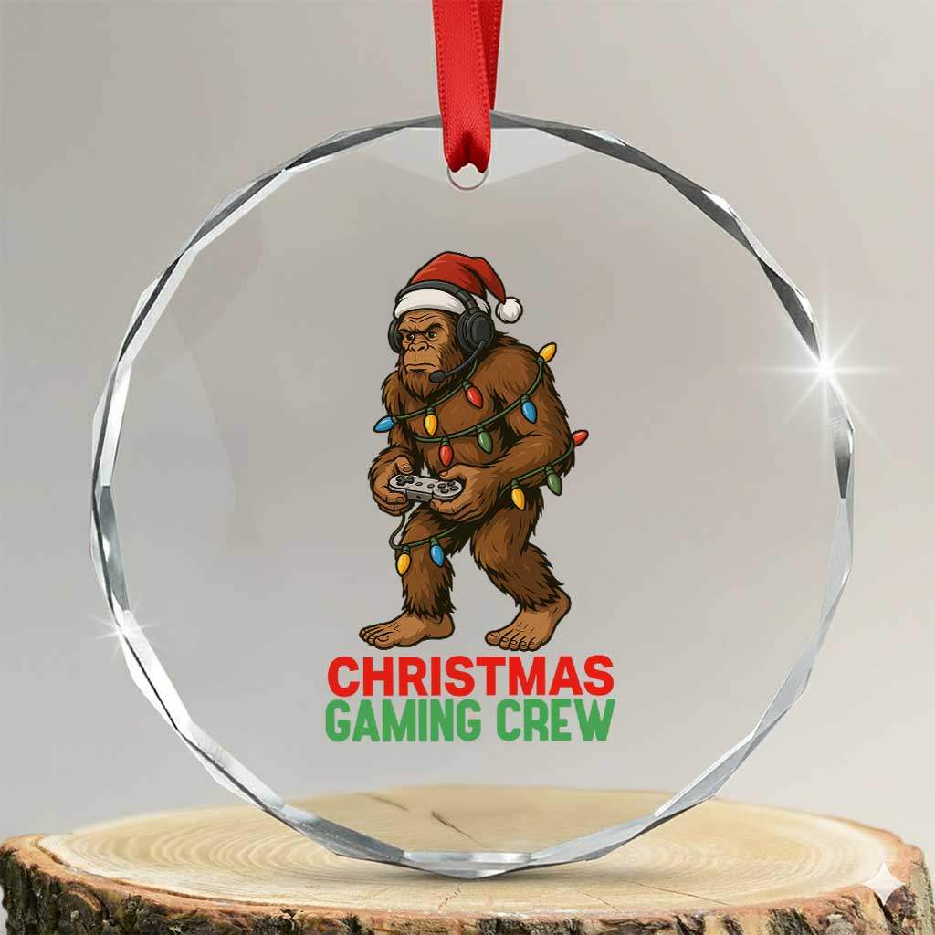 Funny Bigfoot Gamer Christmas Crystal Glass Ornament TS14 Transparent Glass 3'' Circle Print Your Wear