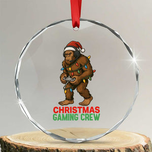 Funny Bigfoot Gamer Christmas Crystal Glass Ornament TS14 Transparent Glass 3'' Circle Print Your Wear