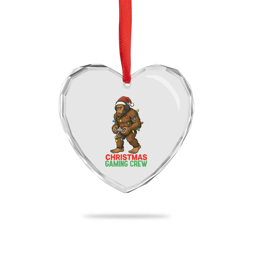 Funny Bigfoot Gamer Christmas Heart Crystal Glass Ornament TS14 Print Your Wear