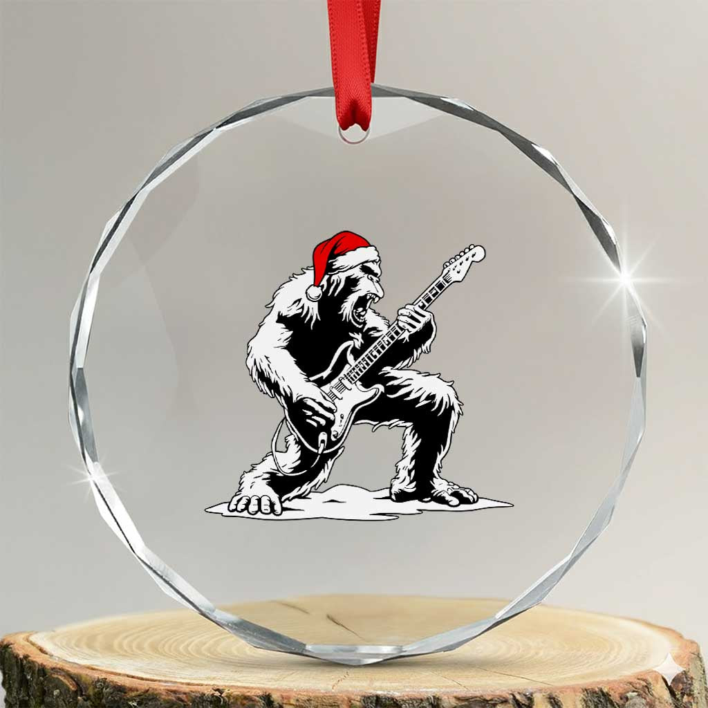 Funny Bigfoot Guitar Crystal Glass Ornament Rock and Roll Christmas TS14 Transparent Glass 3'' Circle Print Your Wear