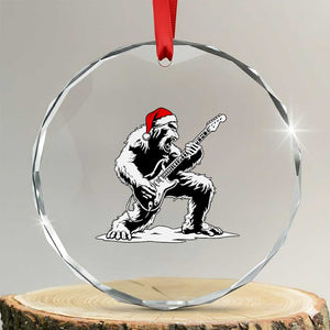 Funny Bigfoot Guitar Crystal Glass Ornament Rock and Roll Christmas TS14 Transparent Glass 3'' Circle Print Your Wear