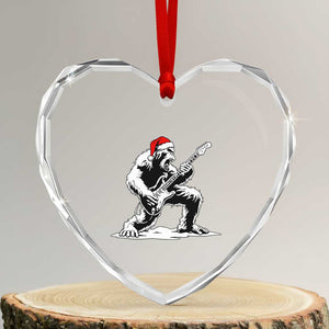 Funny Bigfoot Guitar Heart Crystal Glass Ornament Rock and Roll Christmas TS14 Transparent Glass 3'' Heart Print Your Wear