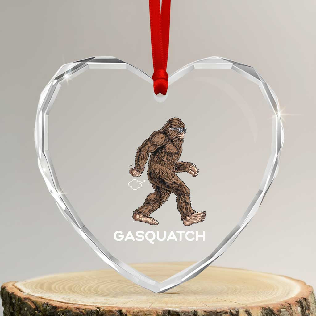 Funny Bigfoot Heart Crystal Glass Ornament Gasquatch Gassy Sasquatch Fart Meme TS10 Transparent Glass 3'' Heart Print Your Wear