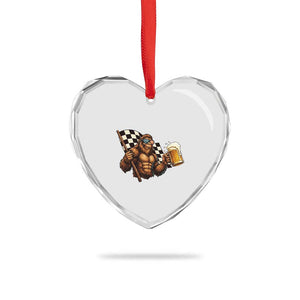 Funny Bigfoot Heart Crystal Glass Ornament Sasquatch Drinking Beer Racing Car TS14 Print Your Wear