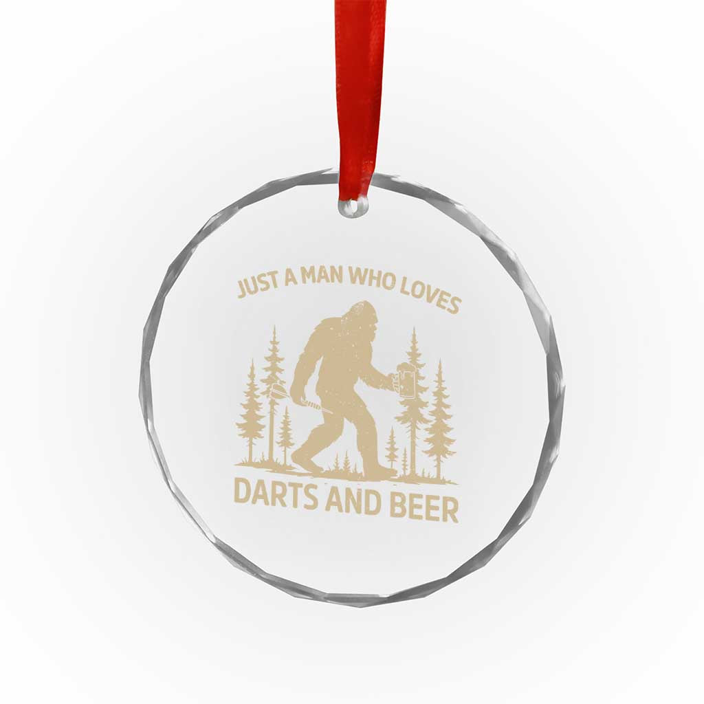 Funny Bigfoot Just A Man Who Loves Darts And Beer Gift Crystal Glass Ornament TS12 Print Your Wear