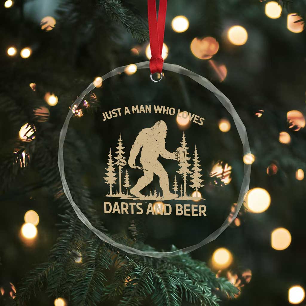 Funny Bigfoot Just A Man Who Loves Darts And Beer Gift Crystal Glass Ornament TS12 Print Your Wear