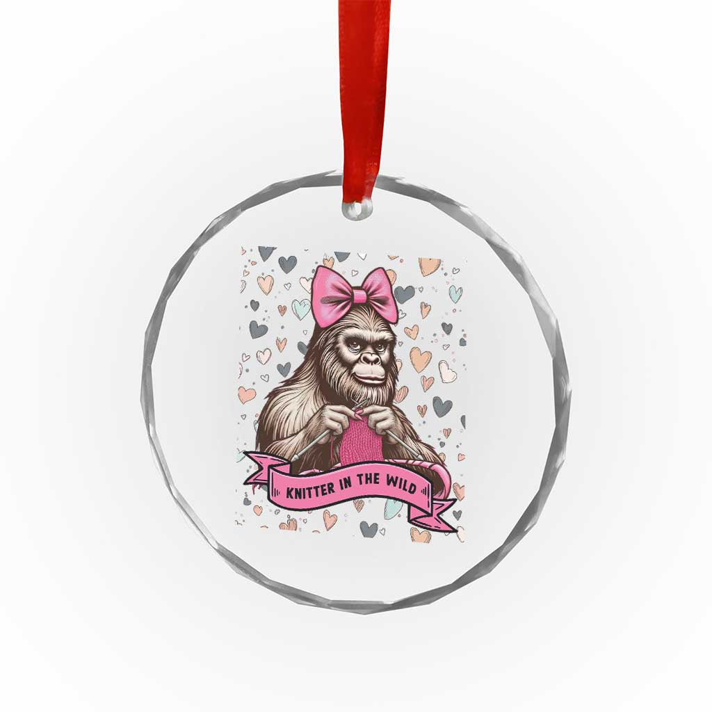 Funny Bigfoot Knitting Crystal Glass Ornament Knitter In The Wild TS12 Print Your Wear