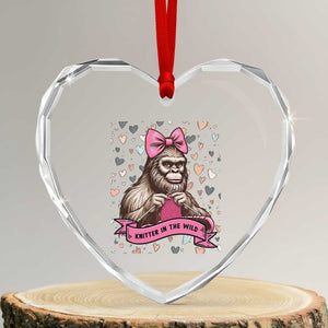 Funny Bigfoot Knitting Heart Crystal Glass Ornament Knitter In The Wild TS12 Transparent Glass 3'' Heart Print Your Wear