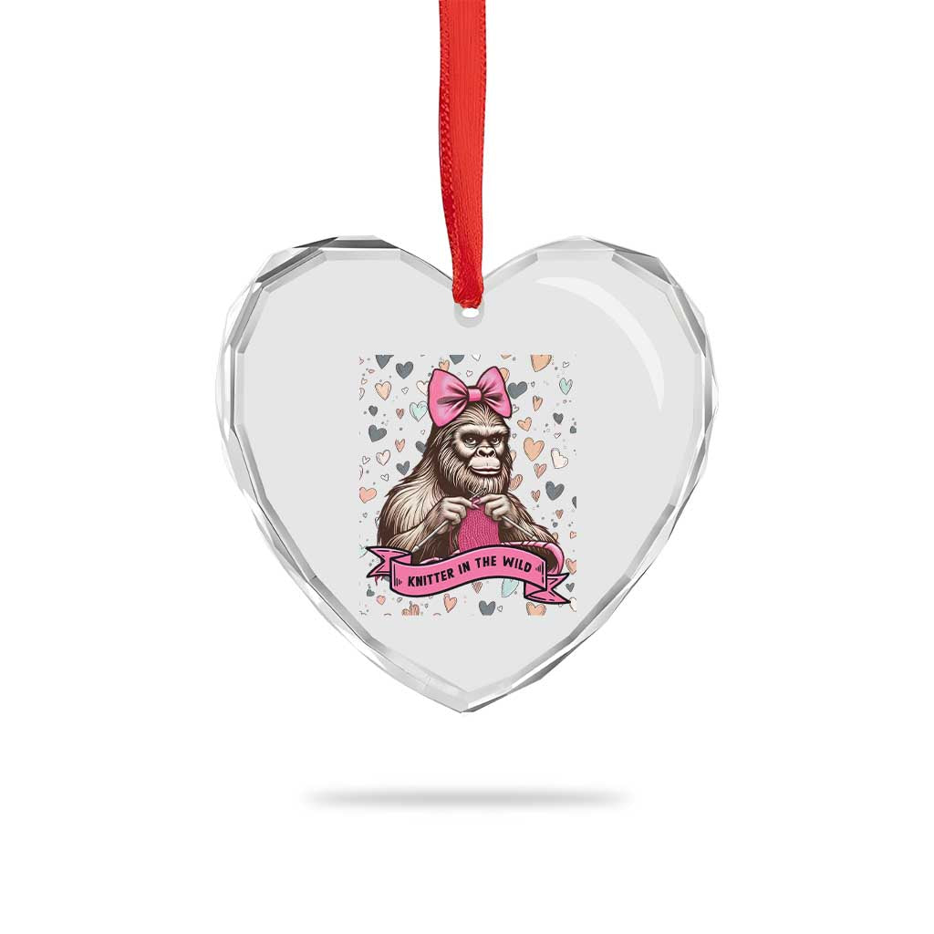 Funny Bigfoot Knitting Heart Crystal Glass Ornament Knitter In The Wild TS12 Print Your Wear