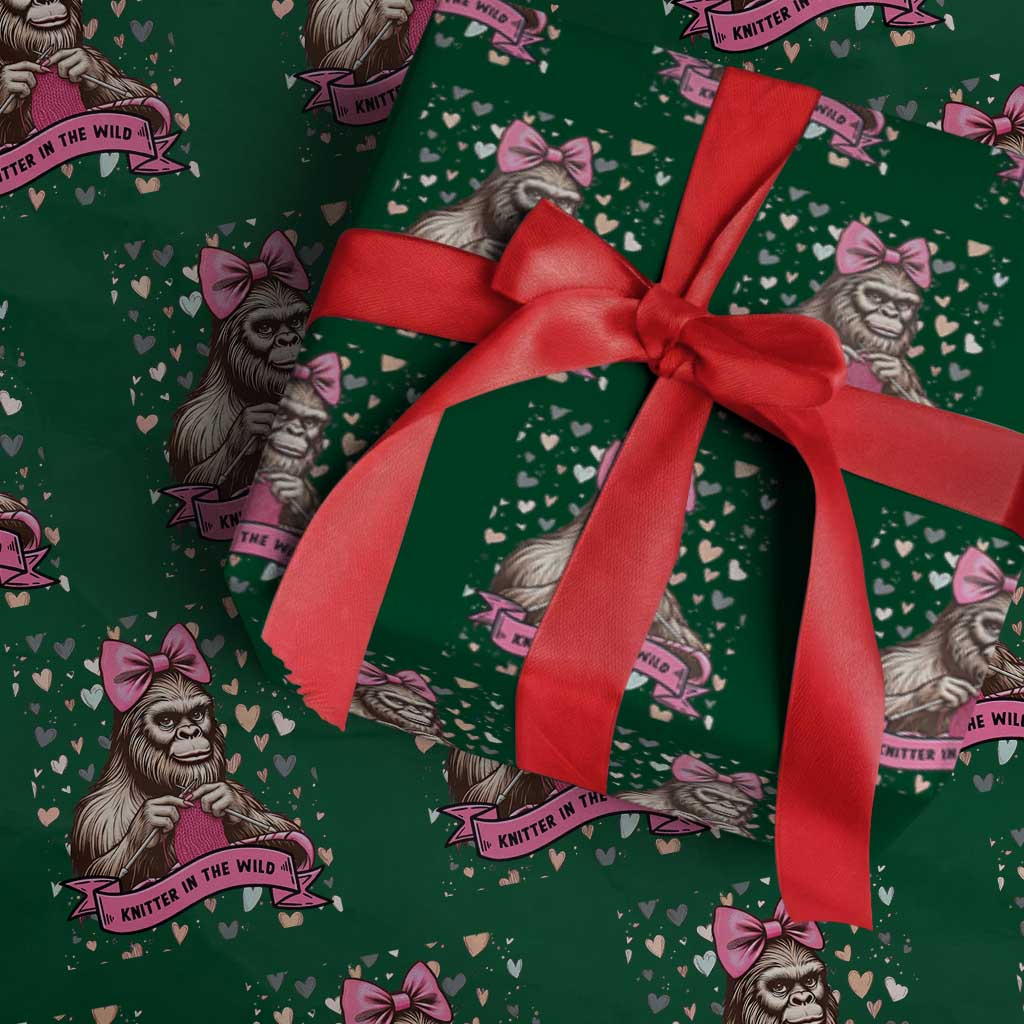 Funny Bigfoot Knitting Wrapping Paper Roll Knitter In The Wild TS12 Green Print Your Wear