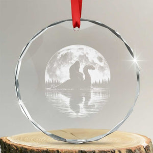 Funny Bigfoot Loch Ness Monster Crystal Glass Ornament Retro Sasquatch Nessie Funny Cryptid Moon TS10 Transparent Glass 3'' Circle Print Your Wear