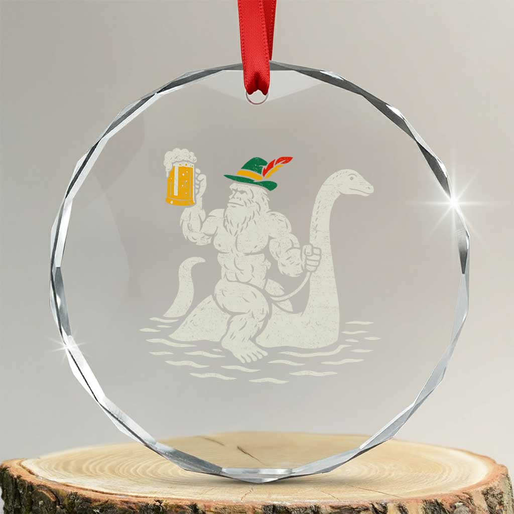 Funny Bigfoot Loch Ness Monster Oktoberfest Crystal Glass Ornament German Oktoberfest Sasquatch Drinking TS10 Transparent Glass 3'' Circle Print Your Wear