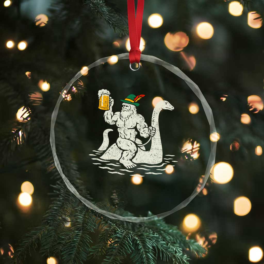 Funny Bigfoot Loch Ness Monster Oktoberfest Crystal Glass Ornament German Oktoberfest Sasquatch Drinking TS10 Print Your Wear