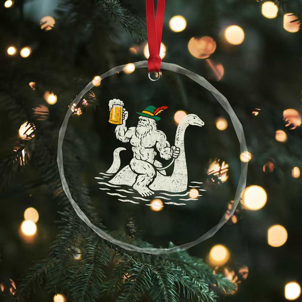 Funny Bigfoot Loch Ness Monster Oktoberfest Crystal Glass Ornament German Oktoberfest Sasquatch Drinking TS10 Print Your Wear