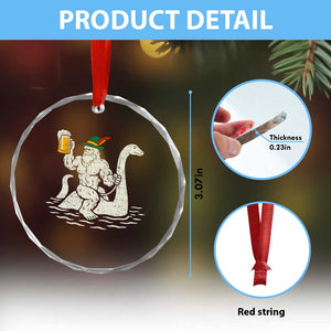 Funny Bigfoot Loch Ness Monster Oktoberfest Crystal Glass Ornament German Oktoberfest Sasquatch Drinking TS10 Print Your Wear