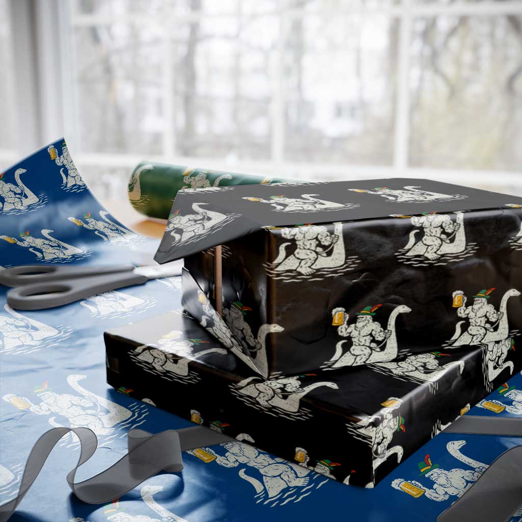 Funny Bigfoot Loch Ness Monster Oktoberfest Wrapping Paper Roll German Oktoberfest Sasquatch Drinking TS10 Black Print Your Wear