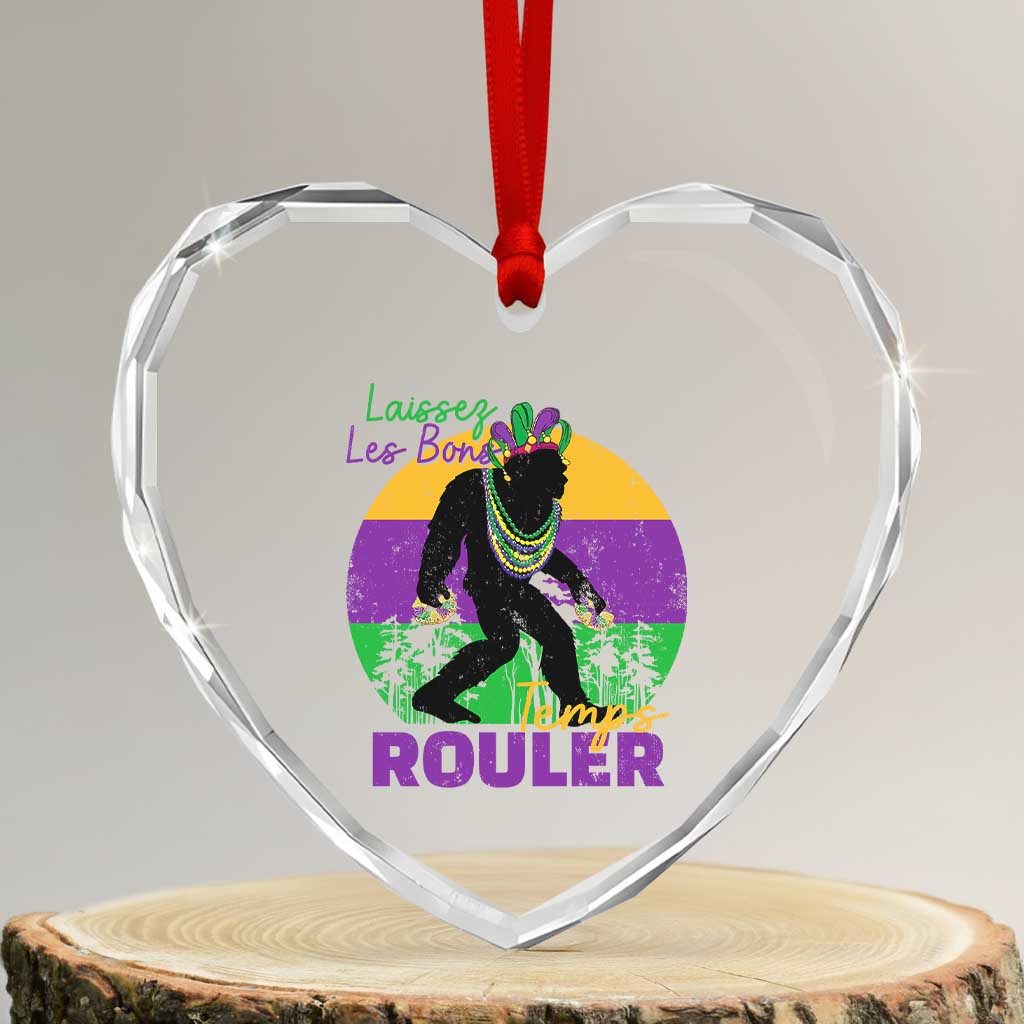 Funny Bigfoot Mardi Gras Heart Crystal Glass Ornament Laissez Les Bons Temps Rouler Bald Cypress TS11 Transparent Glass 3'' Heart Print Your Wear