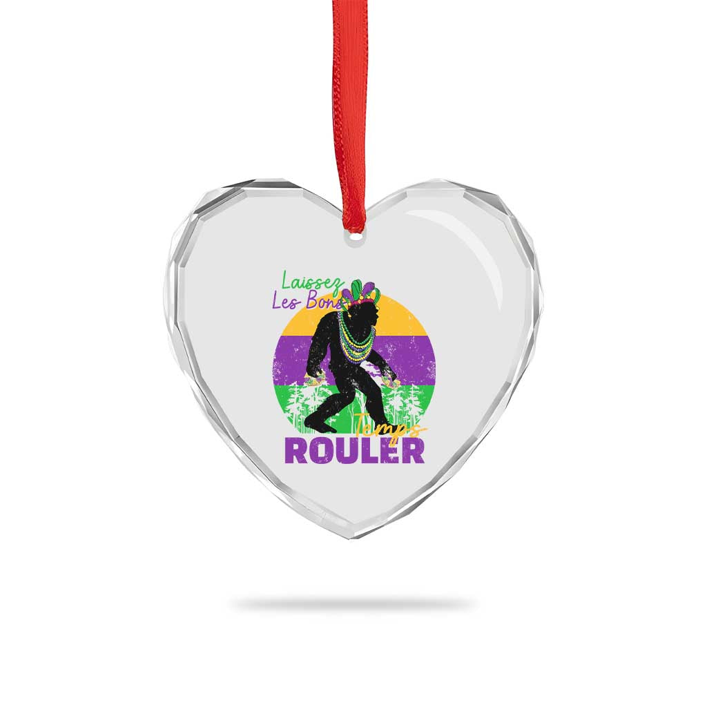 Funny Bigfoot Mardi Gras Heart Crystal Glass Ornament Laissez Les Bons Temps Rouler Bald Cypress TS11 Print Your Wear