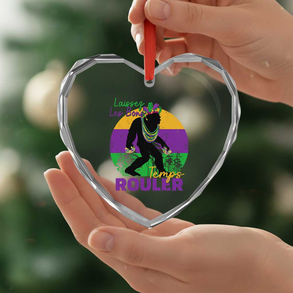 Funny Bigfoot Mardi Gras Heart Crystal Glass Ornament Laissez Les Bons Temps Rouler Bald Cypress TS11 Print Your Wear