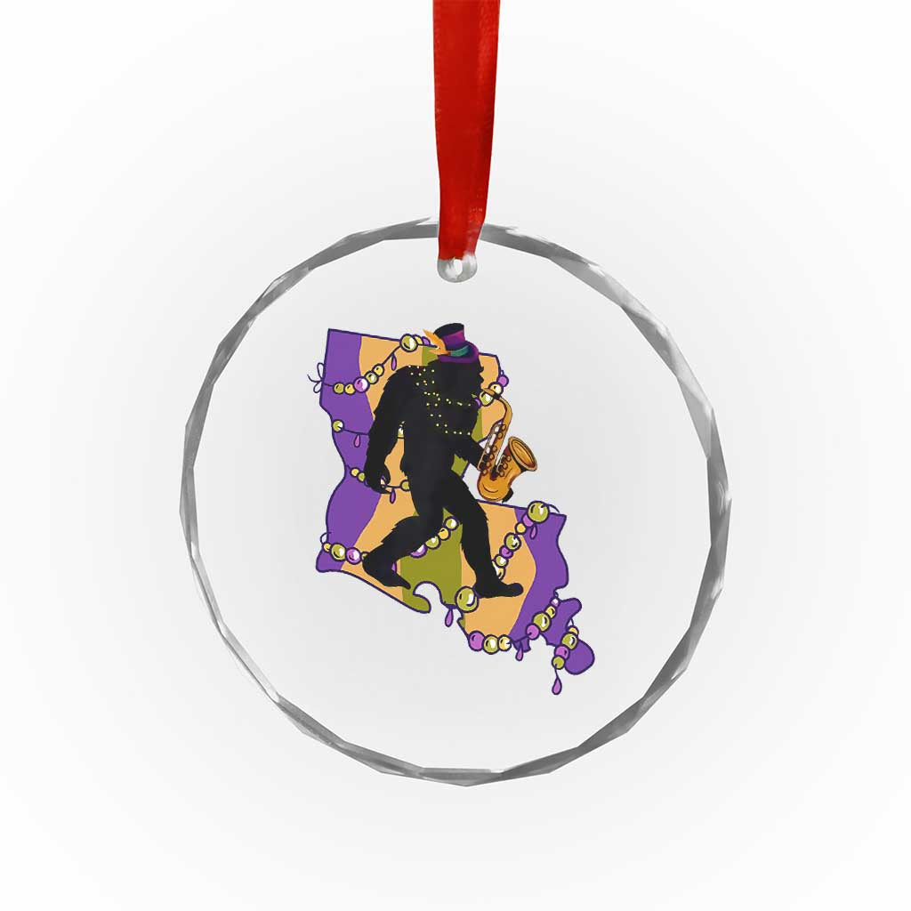 Funny Bigfoot Mardi Gras Louisiana Map Jazz Music Crystal Glass Ornament TS11 Print Your Wear