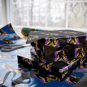 Funny Bigfoot Mardi Gras Louisiana Map Jazz Music Wrapping Paper Roll TS11 Black Print Your Wear