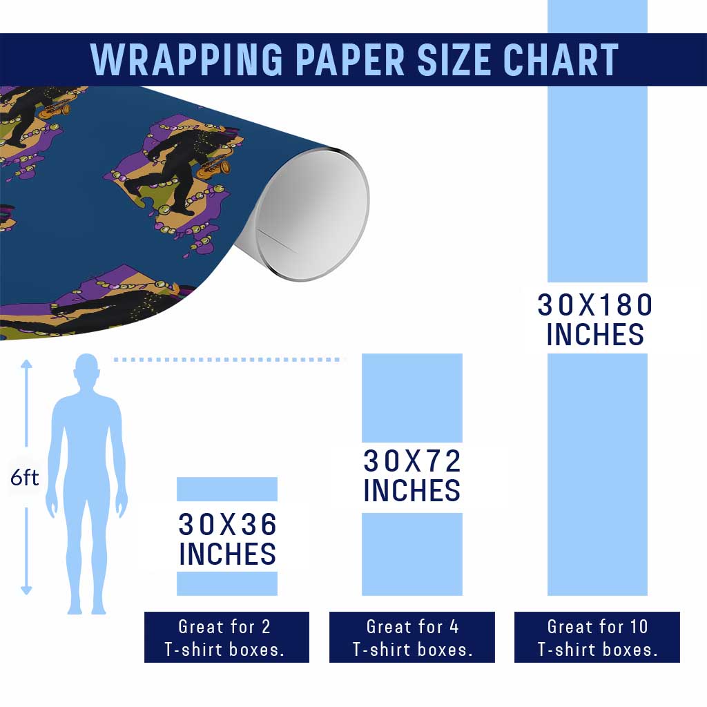 Funny Bigfoot Mardi Gras Louisiana Map Jazz Music Wrapping Paper Roll TS11 Print Your Wear