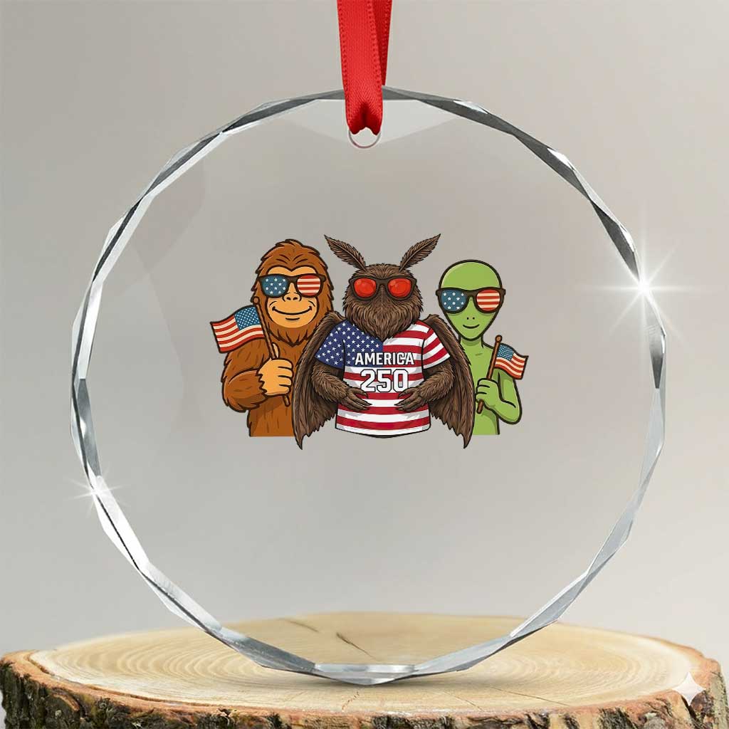 Funny Bigfoot Mothman Alien Crystal Glass Ornament USA 250th Anniversary TS12 Transparent Glass 3'' Circle Print Your Wear