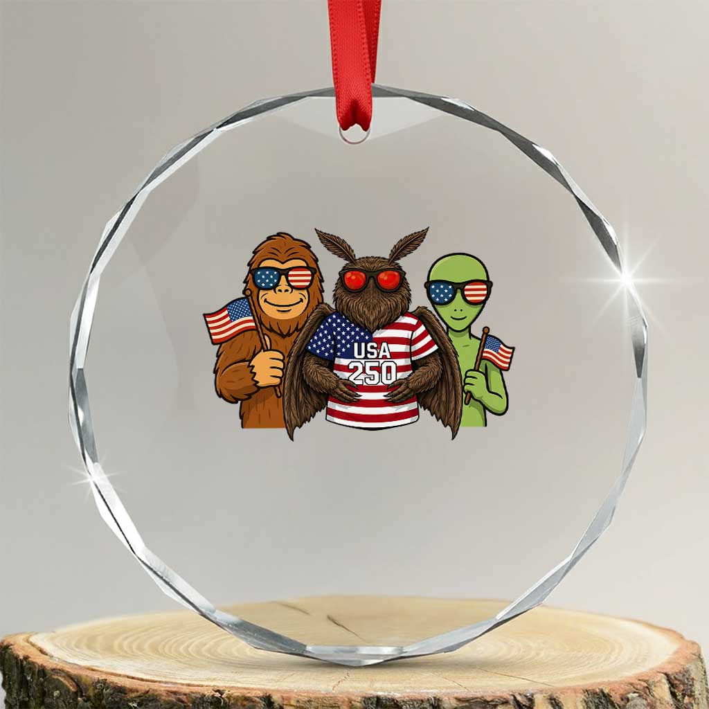 Funny Bigfoot Mothman Alien Crystal Glass Ornament USA 250th Anniversary TS12 Transparent Glass 3'' Circle Print Your Wear
