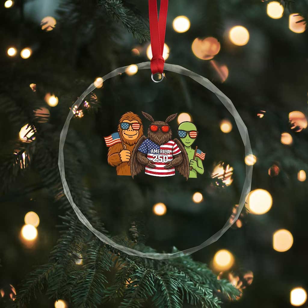 Funny Bigfoot Mothman Alien Crystal Glass Ornament USA 250th Anniversary TS12 Print Your Wear