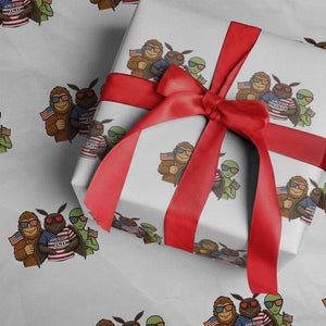 Funny Bigfoot Mothman Alien Wrapping Paper Roll USA 250th Anniversary TS12 White Print Your Wear