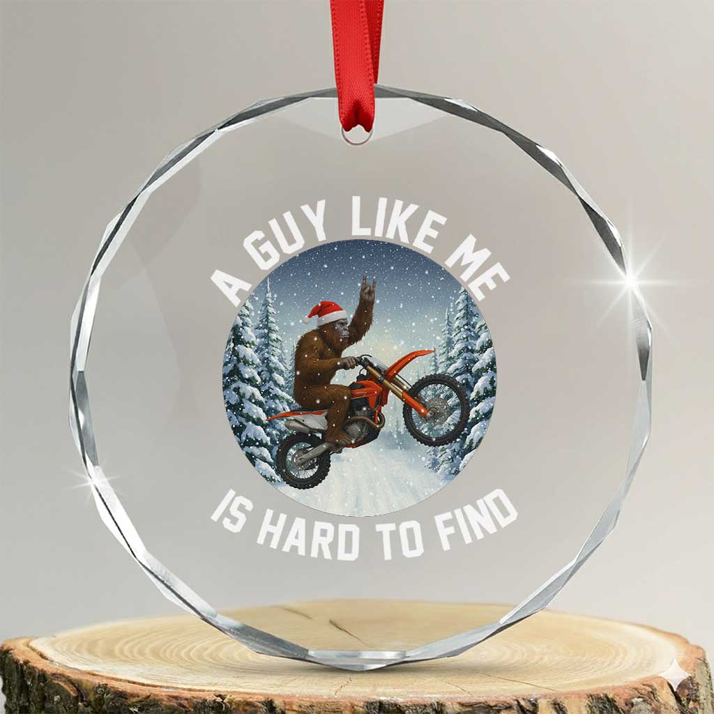 Funny Bigfoot Motorcycle Christmas Crystal Glass Ornament Sasquatch Rock On Hand Xmas TS14 Transparent Glass 3'' Circle Print Your Wear