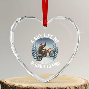 Funny Bigfoot Motorcycle Christmas Heart Crystal Glass Ornament Sasquatch Rock On Hand Xmas TS14 Transparent Glass 3'' Heart Print Your Wear