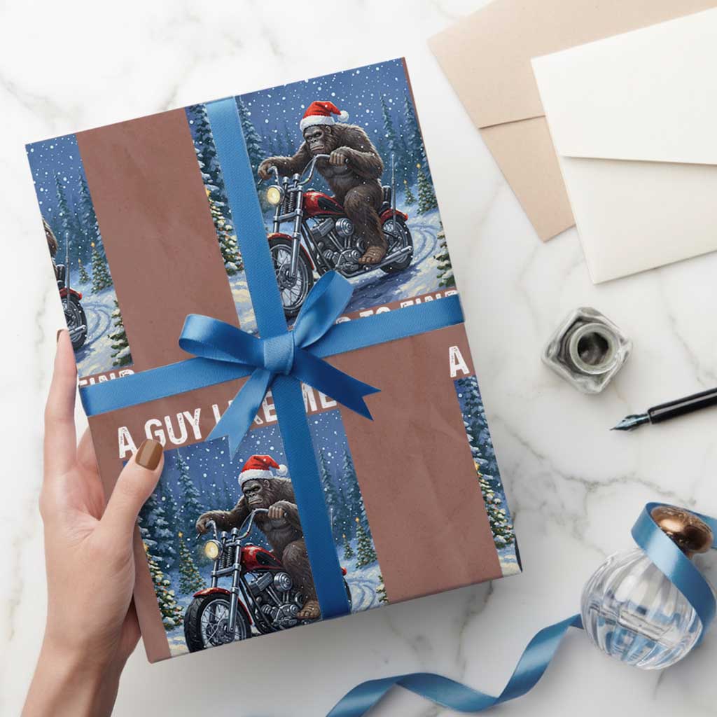 Funny Bigfoot Motorcycle Xmas Wrapping Paper Roll A Guy Like Me Is Hard To Forest Find TS14 Mocha Print Your Wear