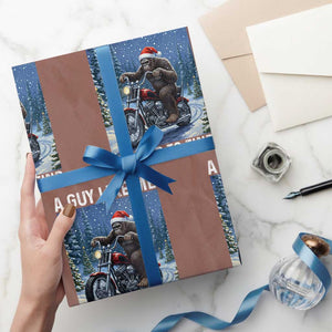 Funny Bigfoot Motorcycle Xmas Wrapping Paper Roll A Guy Like Me Is Hard To Forest Find TS14 Mocha Print Your Wear