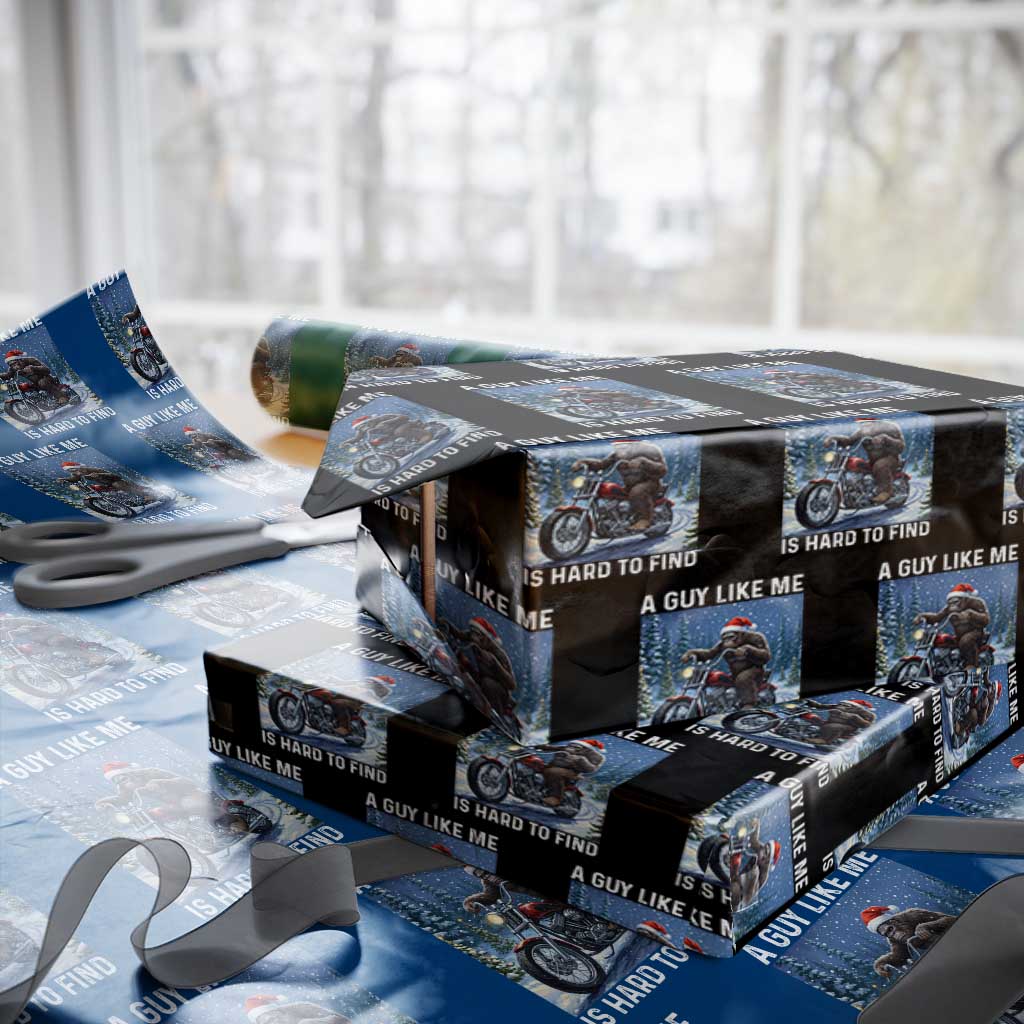 Funny Bigfoot Motorcycle Xmas Wrapping Paper Roll A Guy Like Me Is Hard To Forest Find TS14 Black Print Your Wear