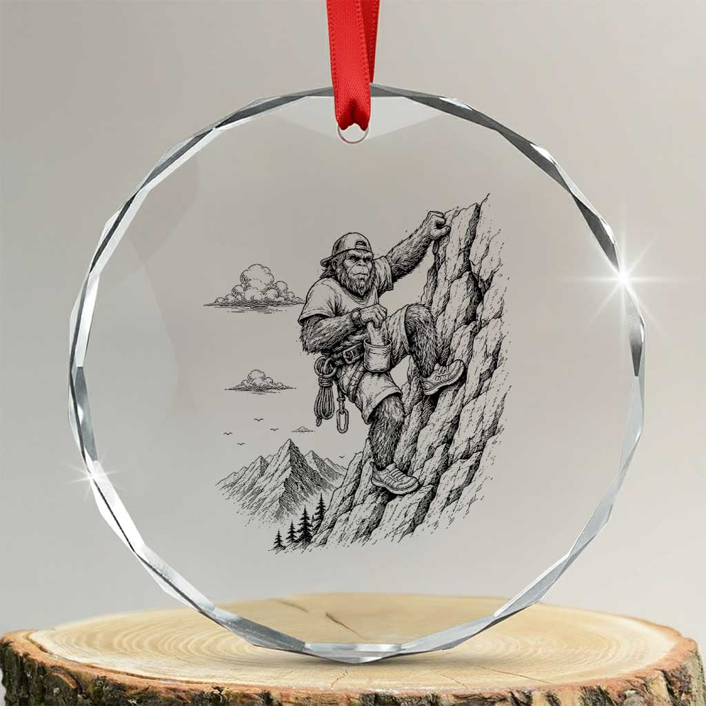 Funny Bigfoot Mountain Climber Crystal Glass Ornament Outdoor Hiking Adventure TS12 Transparent Glass 3'' Circle Print Your Wear
