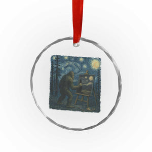 Funny Bigfoot Painting Starry Night Art Parody Gift Crystal Glass Ornament TS12 Print Your Wear