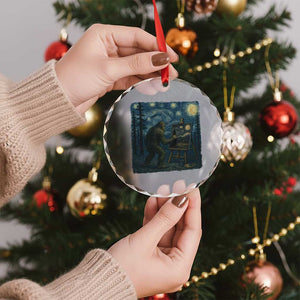 Funny Bigfoot Painting Starry Night Art Parody Gift Crystal Glass Ornament TS12 Print Your Wear