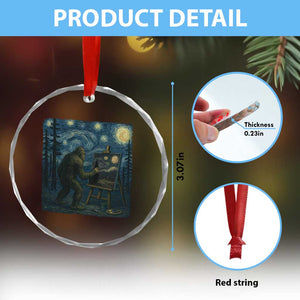 Funny Bigfoot Painting Starry Night Art Parody Gift Crystal Glass Ornament TS12 Print Your Wear