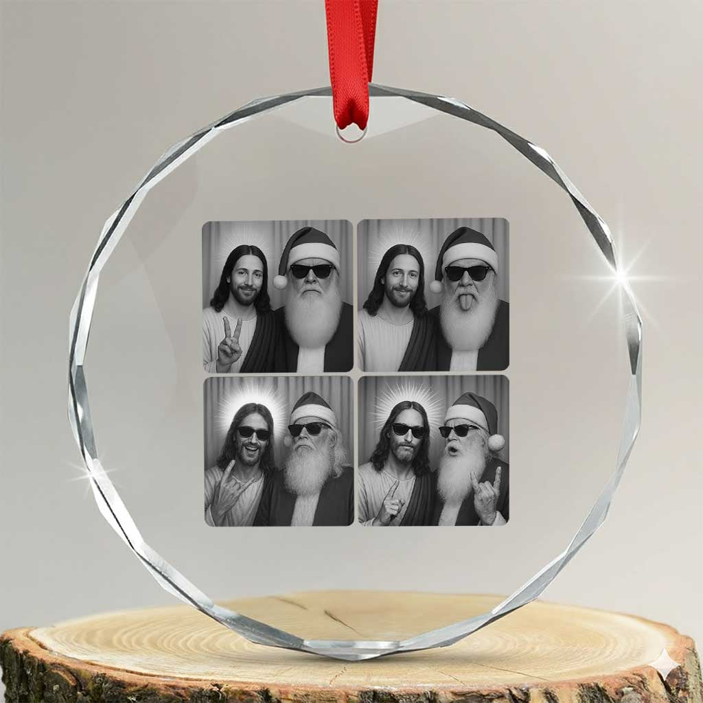 Funny Bigfoot Photobooth Christmas Crystal Glass Ornament Sasquatch Jesus Christian Xmas TS14 Transparent Glass 3'' Circle Print Your Wear