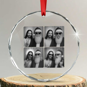 Funny Bigfoot Photobooth Christmas Crystal Glass Ornament Sasquatch Jesus Christian Xmas TS14 Transparent Glass 3'' Circle Print Your Wear