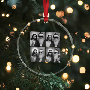 Funny Bigfoot Photobooth Christmas Crystal Glass Ornament Sasquatch Jesus Christian Xmas TS14 Print Your Wear