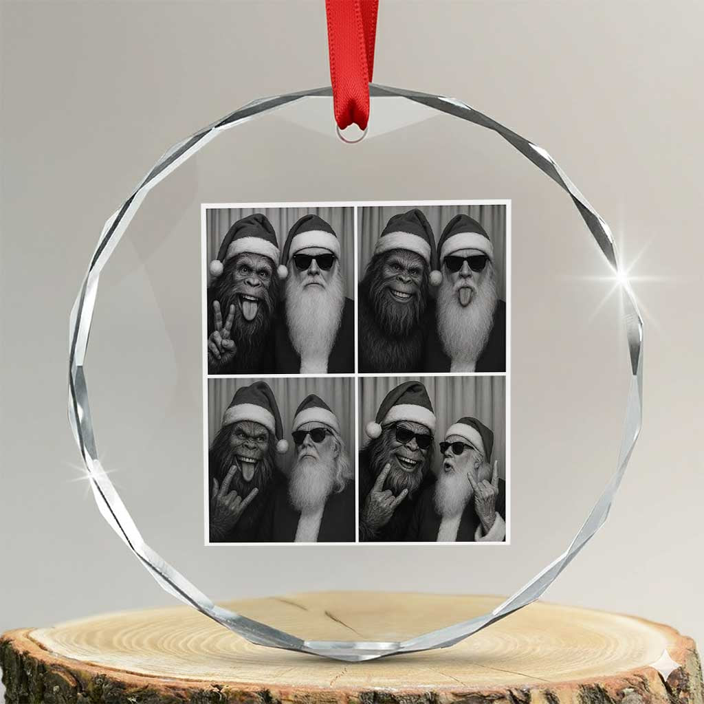 Funny Bigfoot Photobooth Christmas Crystal Glass Ornament Sasquatch Santa Claus Xmas TS14 Transparent Glass 3'' Circle Print Your Wear
