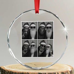 Funny Bigfoot Photobooth Christmas Crystal Glass Ornament Sasquatch Santa Claus Xmas TS14 Transparent Glass 3'' Circle Print Your Wear