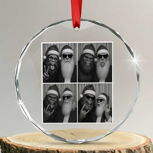 Funny Bigfoot Photobooth Christmas Crystal Glass Ornament Sasquatch Santa Claus Xmas TS14 Transparent Glass 3'' Circle Print Your Wear