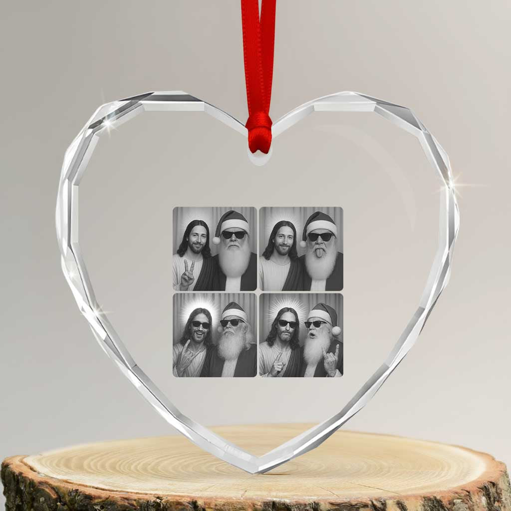 Funny Bigfoot Photobooth Christmas Heart Crystal Glass Ornament Sasquatch Jesus Christian Xmas TS14 Transparent Glass 3'' Heart Print Your Wear
