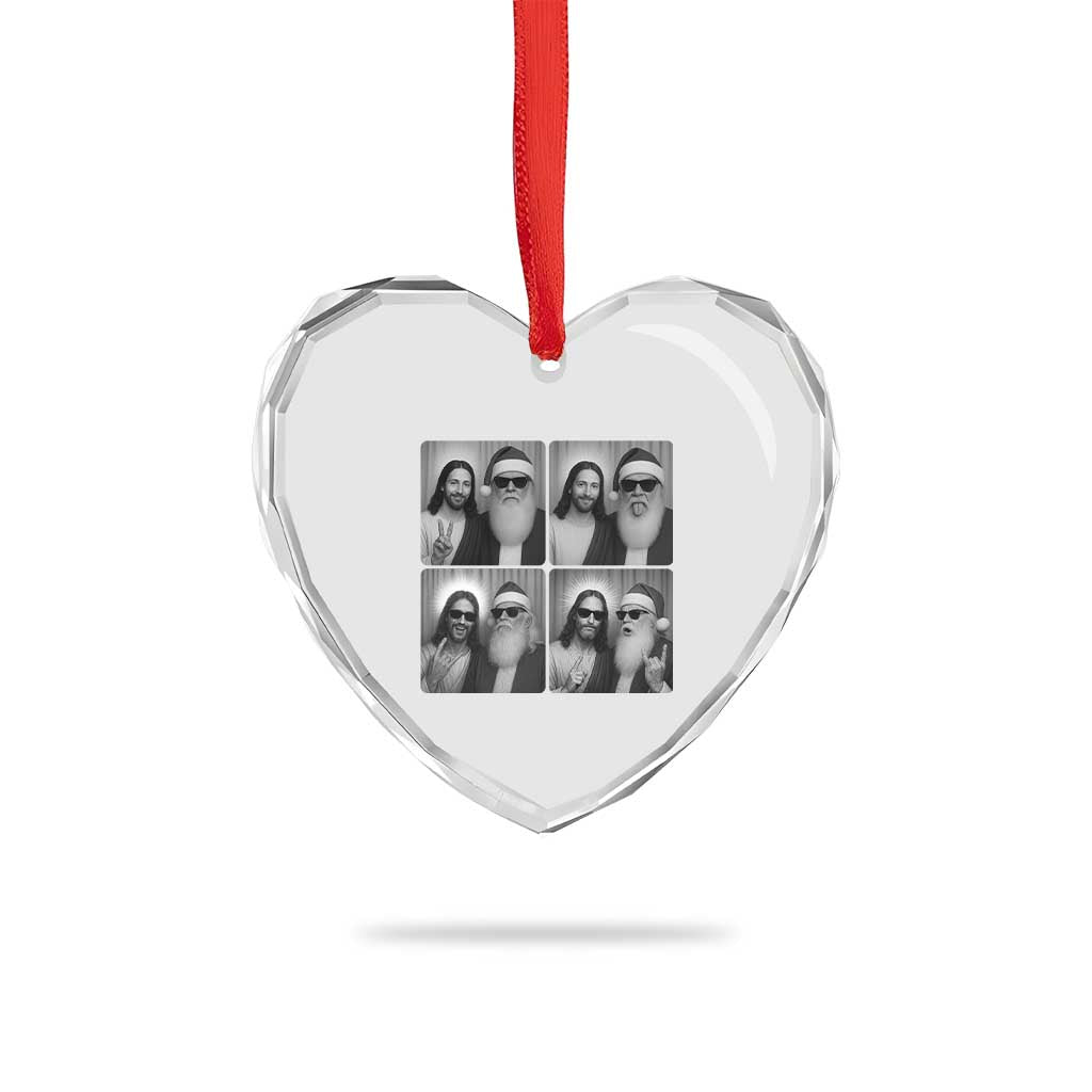 Funny Bigfoot Photobooth Christmas Heart Crystal Glass Ornament Sasquatch Jesus Christian Xmas TS14 Print Your Wear