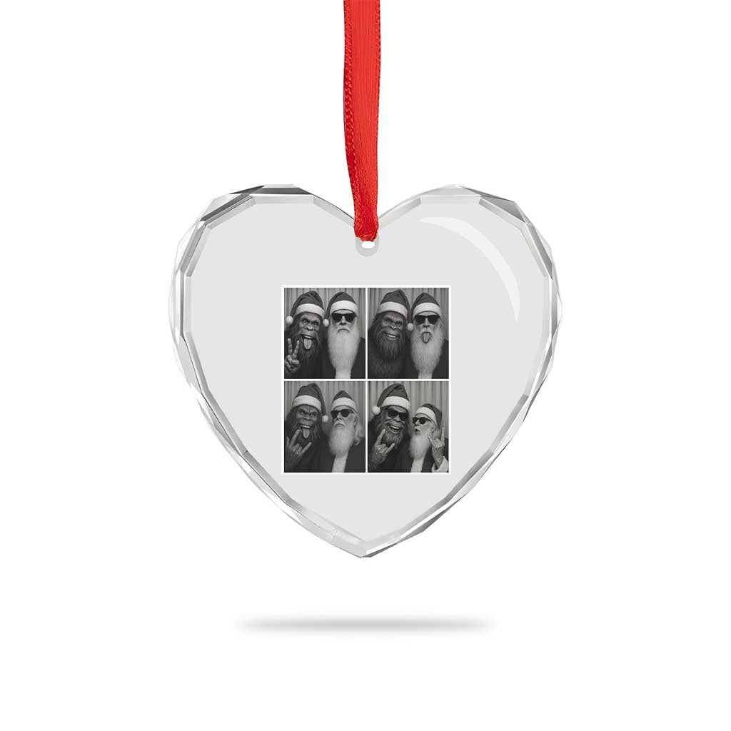 Funny Bigfoot Photobooth Christmas Heart Crystal Glass Ornament Sasquatch Santa Claus Xmas TS14 Print Your Wear