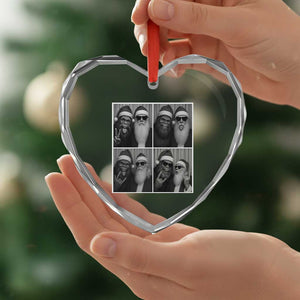 Funny Bigfoot Photobooth Christmas Heart Crystal Glass Ornament Sasquatch Santa Claus Xmas TS14 Print Your Wear